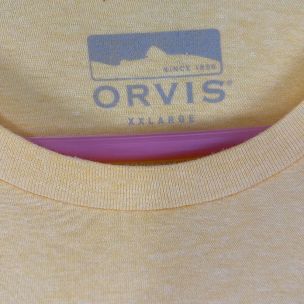 Orvis Yellow Graphic T-Shirt for Men Sz XXL Excellent Condition - Picture 3 of 4